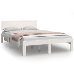 Cadre de lit - double / 2 personnes - intemporel - blanc bois de pin massif 120x200 cmcdiscount2025 fafa7093 ...