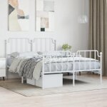 Cadre de lit double mtal - lit adulte contemporain - sans matelas - et pied de lit blanc 140x190 cm ...