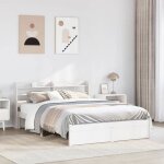 Cadre de lit double avec tte de lit - lit adulte contemporain - sans matelas - blanc 140x190 cm bdmf004457039 ...