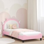 Cadre de lit enfant avec t�te de lit - vidaxl - rose - 90x190 cm - pu - bois ding�nierie - poches de ...