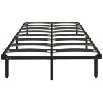 Cadre de lit - homcom - 140 x 190 cm - avec sommier � lattes en bois massif et pied - 26 cm de hauteur ...