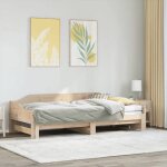 Cadre de lit de jour - kenneth - 1 place - et lit gigogne - sans matelas - 90x190 cm - bois massif lv985 ...
