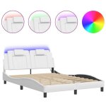 Cadre de lit avec led - mango - sommier à lattes - sans matelas - blanc 140x190 cm ll622 Cadre de lit avec led - mango - sommier à lattes - sans matelas - blanc 140x190 cm ll622