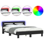 Cadre de lit avec led - mango - sommier à lattes - sans matelas - noir 140x190 cm ll426 Cadre de lit avec led - mango - sommier à lattes - sans matelas - noir 140x190 cm ll426