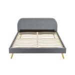 Cadre de lit - loungitude - moby - sommier  lattes - tissu gris fonc - 160x200 cm