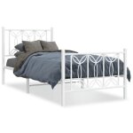 Cadre de lit m�tal - jill - 90x190 cm - blanc - acier - 196x95x90 cm - espace de rangement - lattes en ...