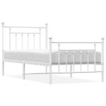 Cadre de lit m�tal - jill - 90x190 cm - blanc - acier - espace de rangement - lattes en m�tal - pieds ...