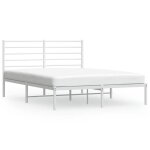Cadre de lit mtal - avec tte de lit - blanc 140x190 cm ll214001