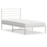 Cadre de lit mtal - avec tte de lit - blanc 90x190 cm - ll212359
