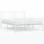 Cadre de lit mtal - avec tte de lit / pied de lit - blanc 140x190cm ll209513