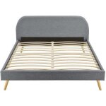Cadre de lit moby avec sommier  lattes en tissu - gris fonc - 140 cm - loungitude - scandinave - moderne ...