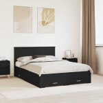Cadre de lit moderne en bois - vidaxl - 140x190 cm - noir - bois travaill� - tiroirs int�gr�s - hauteur ...