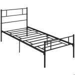 Cadre de lit simple 90 x 190 cm - homcom - sommier  lattes en acier tte de lit et pied de lit - hauteur ...