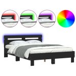 Cadre de lit simple - avec tête de lit - et led noir 120x190 cm - ll264796 Cadre de lit simple - avec tête de lit - et led noir 120x190 cm - ll264796