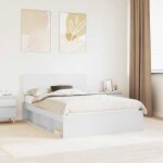 Cadre de lit avec t�te de lit - vidaxl - 160x200 cm - blanc - pin massif - bois ding�nierie - 206x163x90 ...