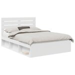 Cadre de lit avec t�te de lit - vidaxl - 160x200 cm - blanc - pin massif - design moderne - durable - ...