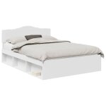 Cadre de lit avec t�te de lit - vidaxl - blanc - pin massif - 160x200 cm - 206x163x90 cm - poids maximal ...