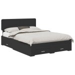 Cadre de lit avec tiroir - vidaxl - 140x190 cm - noir - bois ding�nierie - grand espace de rangement ...