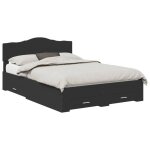 Cadre de lit avec tiroir - vidaxl - 140x190 cm - noir - bois ding�nierie - hauteur 32 cm - grand espace ...