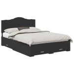 Cadre de lit avec tiroir - vidaxl - 140x190 cm - noir - bois ding�nierie - tiroirs int�gr�s - hauteur ...
