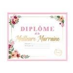 Cadre mural dipl�me de la meilleure marraine - dimensions : 255 x 21 x 15 cm