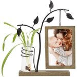 Cadre photo 10x15 bois personnalis avec vase design verre double face nature brun clair mere grand mere ...