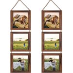 Cadres photo 10x15 marron collage triple ensemble suspendu6 cadres 10x15 rustique verticaux pour afficher ...