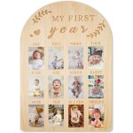 Cadre photo b�b� en bois - personnalis� 12 mois cadre photo nouveau - n� - id�e cadeau de naissance ou ...