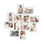 Cadre photo pour image 10 x 15 cm ple - mle mural pour 12 photos protection en verre transparent  ...