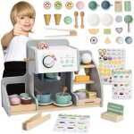 Marchande enfant caf� - glacier en bois 2 - en - 1 - mamabrum - 76 pi�ces - multicolore - d�s 3 ans