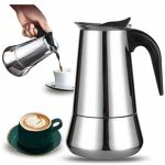 Cafetire italienne 2 tasses en acier inoxydable compatible avec tous les types de lampes 100ml label ...