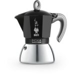 Cafetire italienne - bialetti - new moka induction - 6 tasses - 0, 28 l - noir / argent