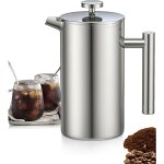 Cafetire  piston en acier inoxydable 1l presse franaise avec triple filtres french press avec fonction ...