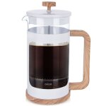 Cafeti�re � piston whiteline - infuseur pour caf� et th� - 1l - blanc et bois