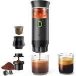 Cafetière portable Électrique - machine à expresso - 20 bar - rechargeable - chaud et froid - noire Cafetière portable Électrique - machine à expresso - 20 bar - rechargeable - chaud et froid - noire