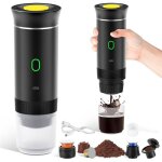 Cafeti�re portable rechargeable 12v pour capsules et caf� moulu noir label