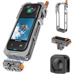 Cage en aluminium reygeak pour insta360 x5 - protection & montage rapide avec bouchon de lentille