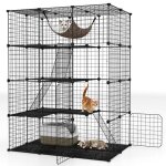 Cage pour animaux 1095 x 74 x 142 cm avec hamac confortable 4 niveaux s�curis�s