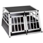 Cage box caisse de transport chien mobile aluminium 89 cm double