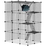 Cage pour chat - pawhut - 4 niveaux diy - avec 5 portes hamac plateformes rampes - pour 1 - 3 chats - ...