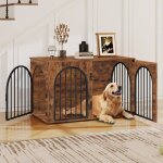 Cage pour chien cage chien en bois niche moderne pour chiens moyen petit chien 3 portes anti - mastication ...
