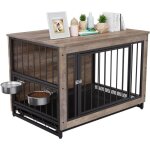 Cage pour chien interieur 93x64x58cm bois caisse pour chien avec 2 gamelles et portes pour chien jusqu ...