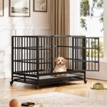Cage pour chien lourd94x 58. 5x75cm pour chiens de taille grande et moyennet double porte amovibleplateau ...