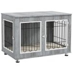 Cage pour chien - pawhut - meuble int�rieur table appoint double porte coussin - bois - 90x58x65cm - ...