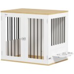 Cage pour chiens - pawhut - avec gamelles amovibles et rotatives  360 2 portes - pour chien taille ...
