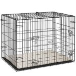 Cage pour chien - pawhut - pliable - avec 2 portes plateau amovible coussin doux lavable - cadre en acier ...