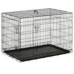 Cage pour chien - pawhut - pliable - 2 portes verrouillables plateau amovible - en acier - 106 x 715 ...