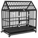 Cage pour chien - pawhut - cage de transport sur roulettes 2 portes verrouillables plateau amovible - ...
