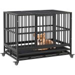 Cage pour chien - cage de transport - panneau de particules - hoerfuriy - 94 x 60 x 75cm - noir