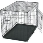Cage pour chien de transport pliante en mtal 107 x 68 x 75 cm noir